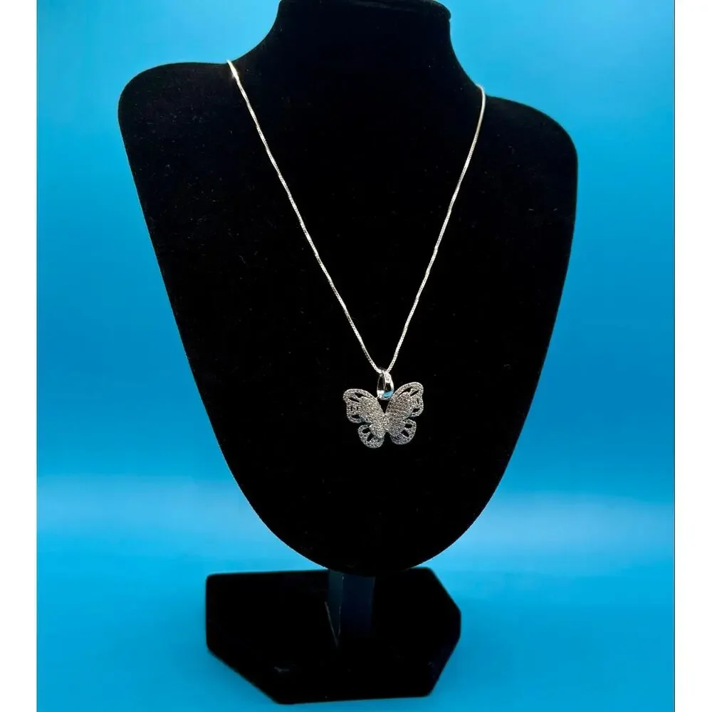 NEW 1.25CTW Moissanite Butterfly Pendant & 22